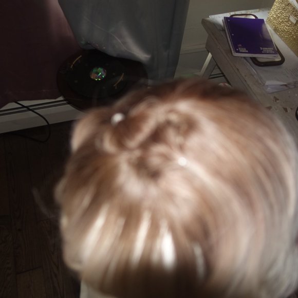 Adorable Blonde human hair blend wig main image 4